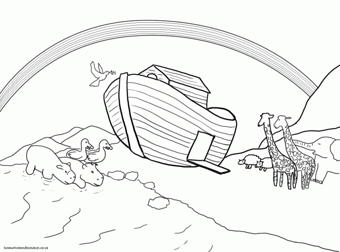 Coloring book pages of noah's ark