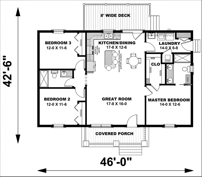 3 bedroom one floor house design plans