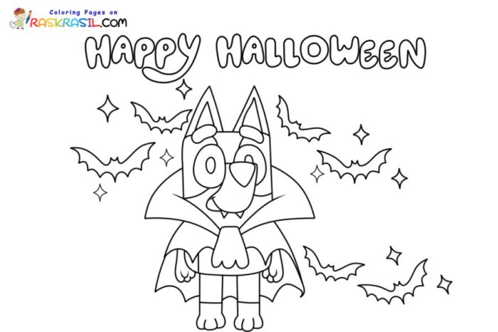 Bluey halloween coloring pages for kids