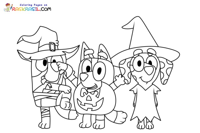 Bluey halloween coloring pages for kids