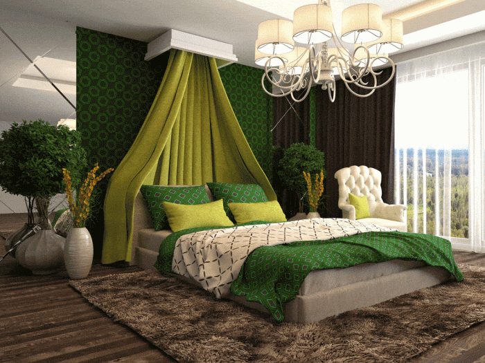 Bedroom design green colour